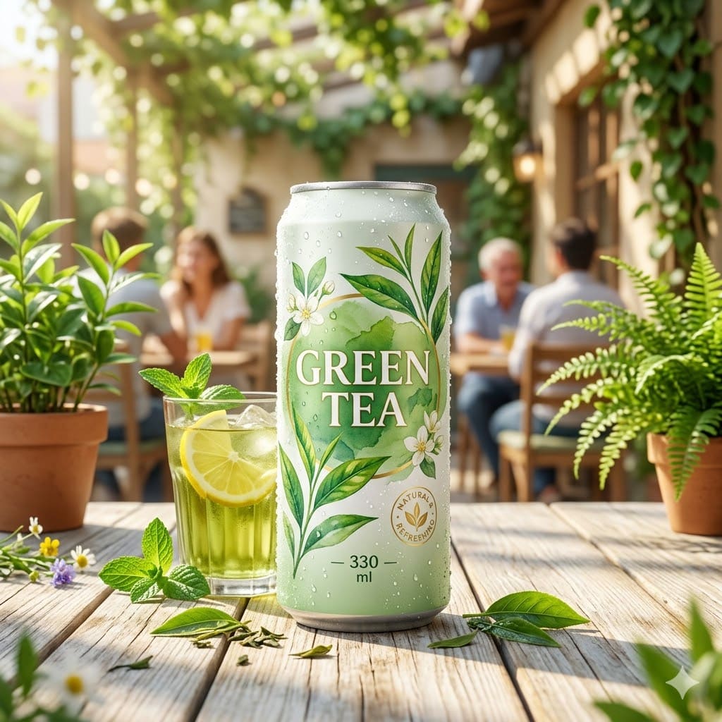 Green Tea Can 330 ml dari Thirty Three Brew dengan tampilan clean dan modern